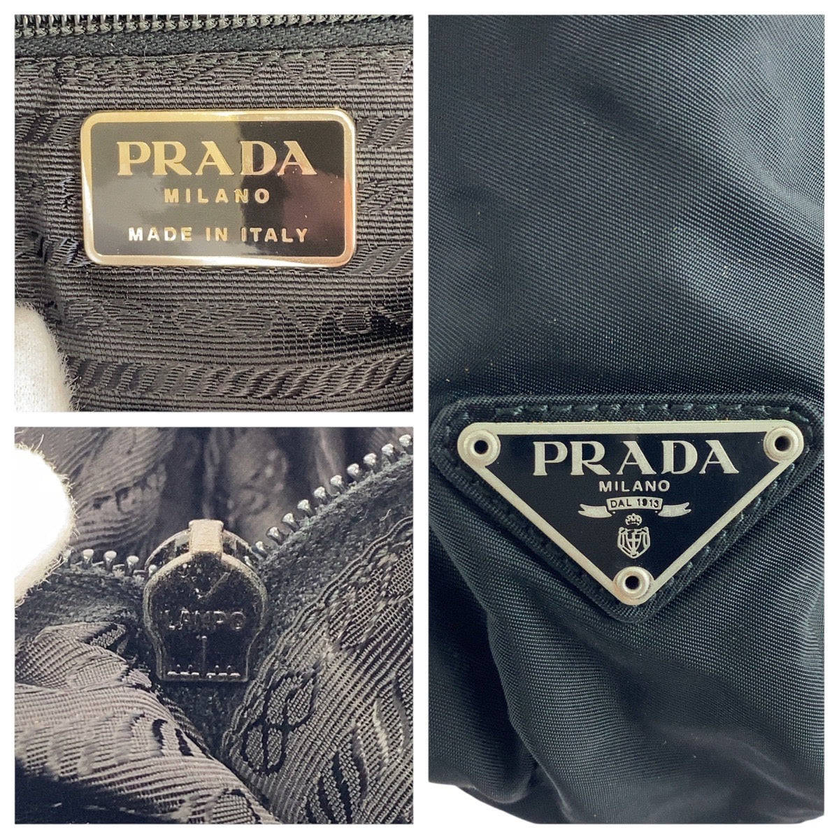 PRADA Shoulder Bag Nylon Black SilverMetal Test Triangle With logo