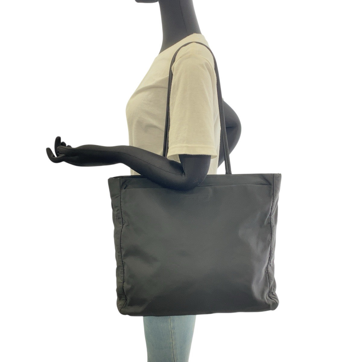 PRADA Shoulder Bag Nylon Black SilverMetal Test Triangle With logo