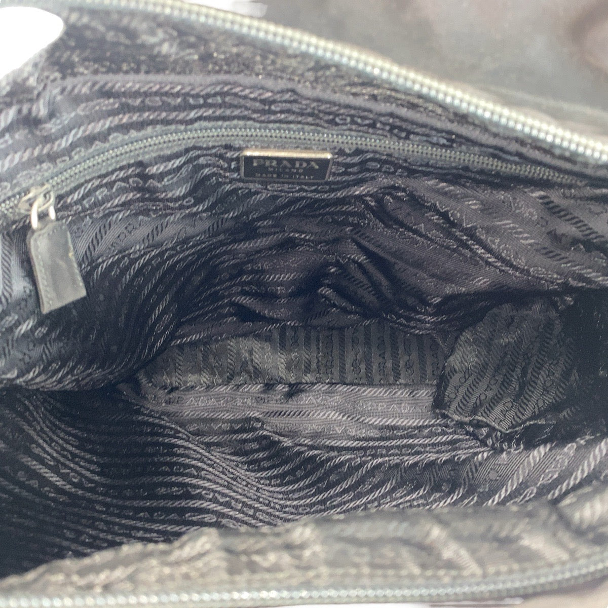 PRADA Shoulder Bag Nylon Black SilverMetal Test Triangle With logo