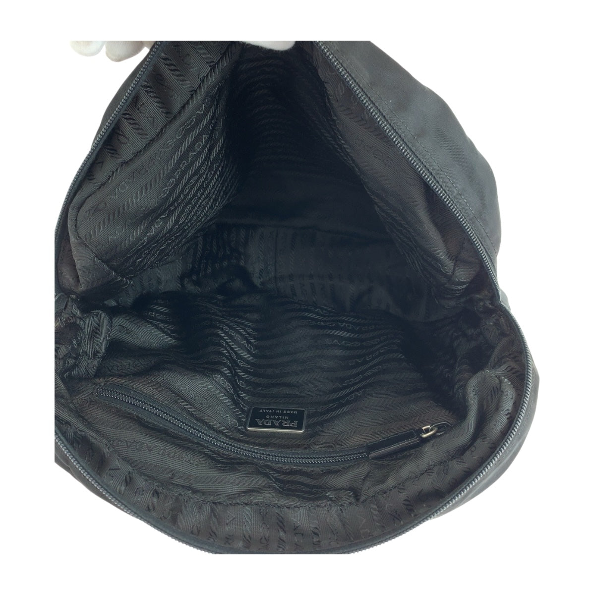 PRADA Handbag Nylon Black SilverMetal Test Triangle With logo
