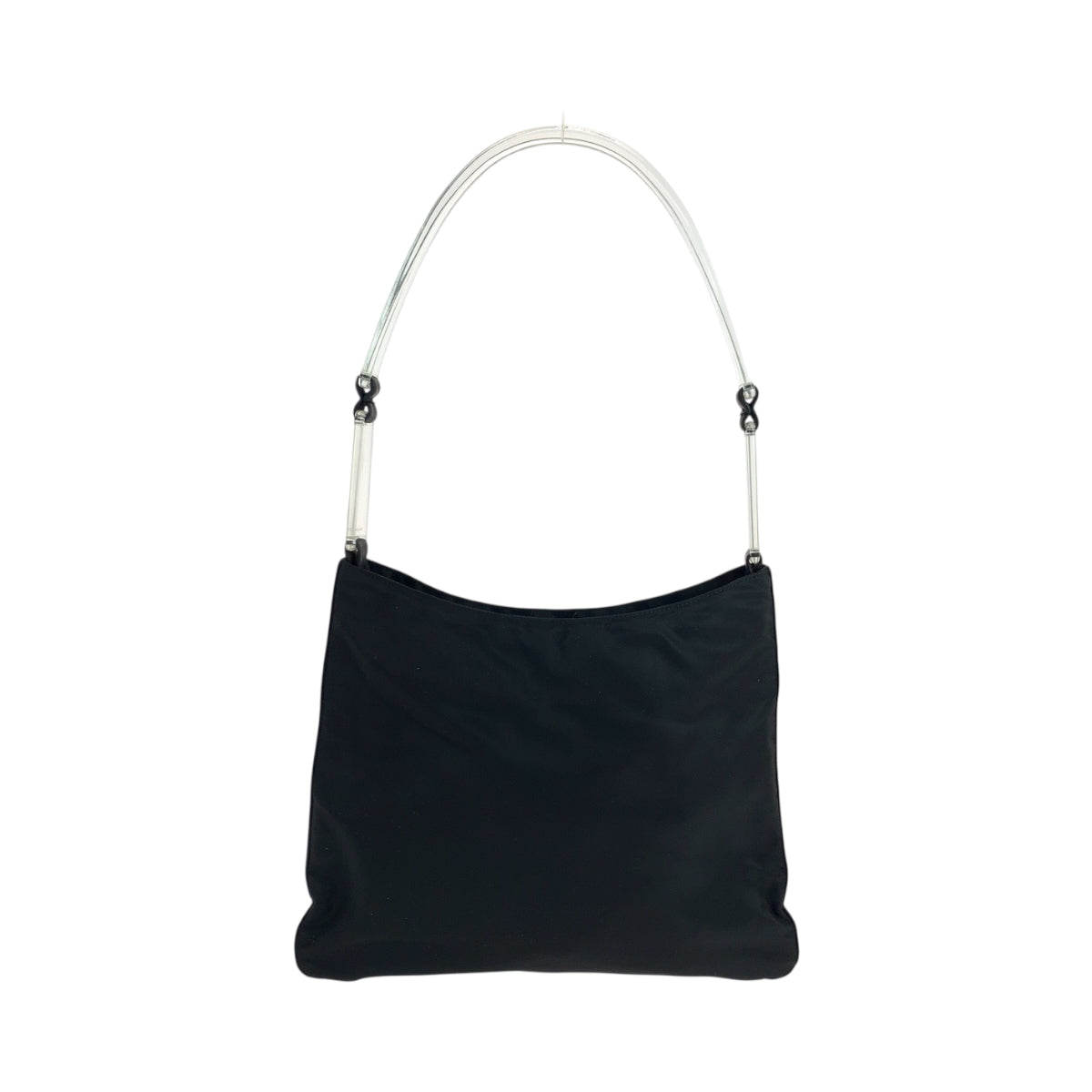 PRADA Shoulder Bag Nylon Black Silver Metal Test Triangle With logo