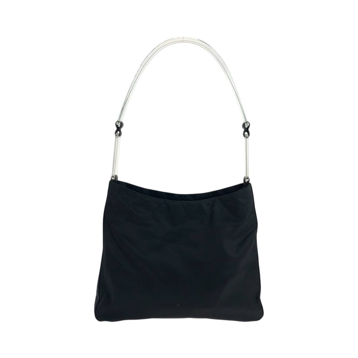 PRADA Shoulder Bag Nylon Black Silver Metal Test Triangle With logo