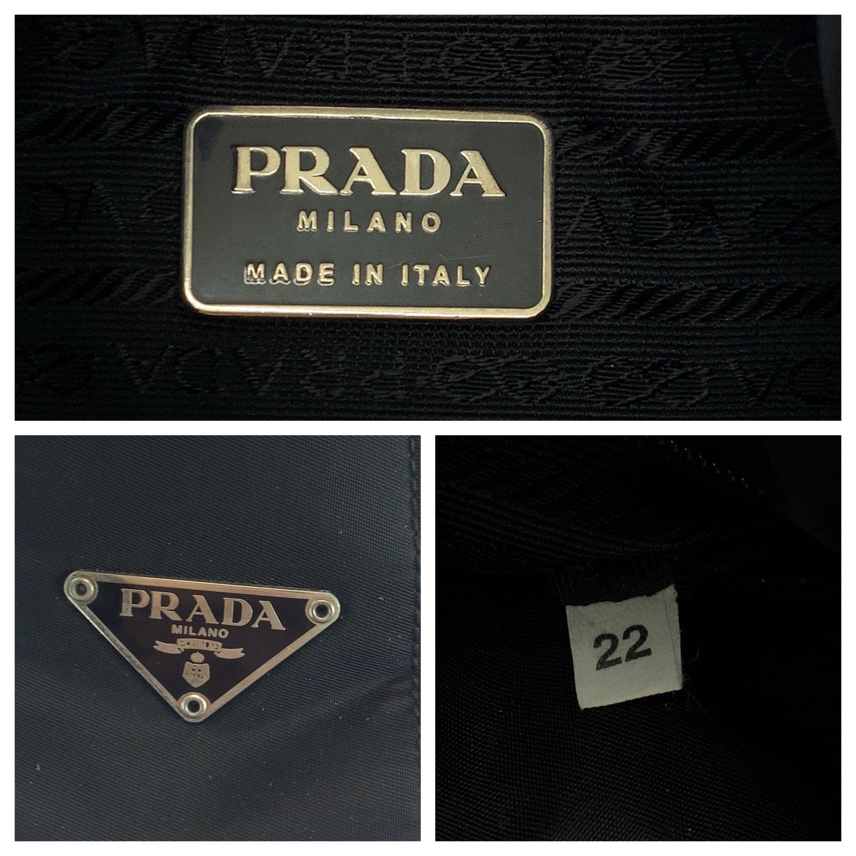 PRADA Shoulder Bag Nylon Black Silver Metal Test Triangle With logo