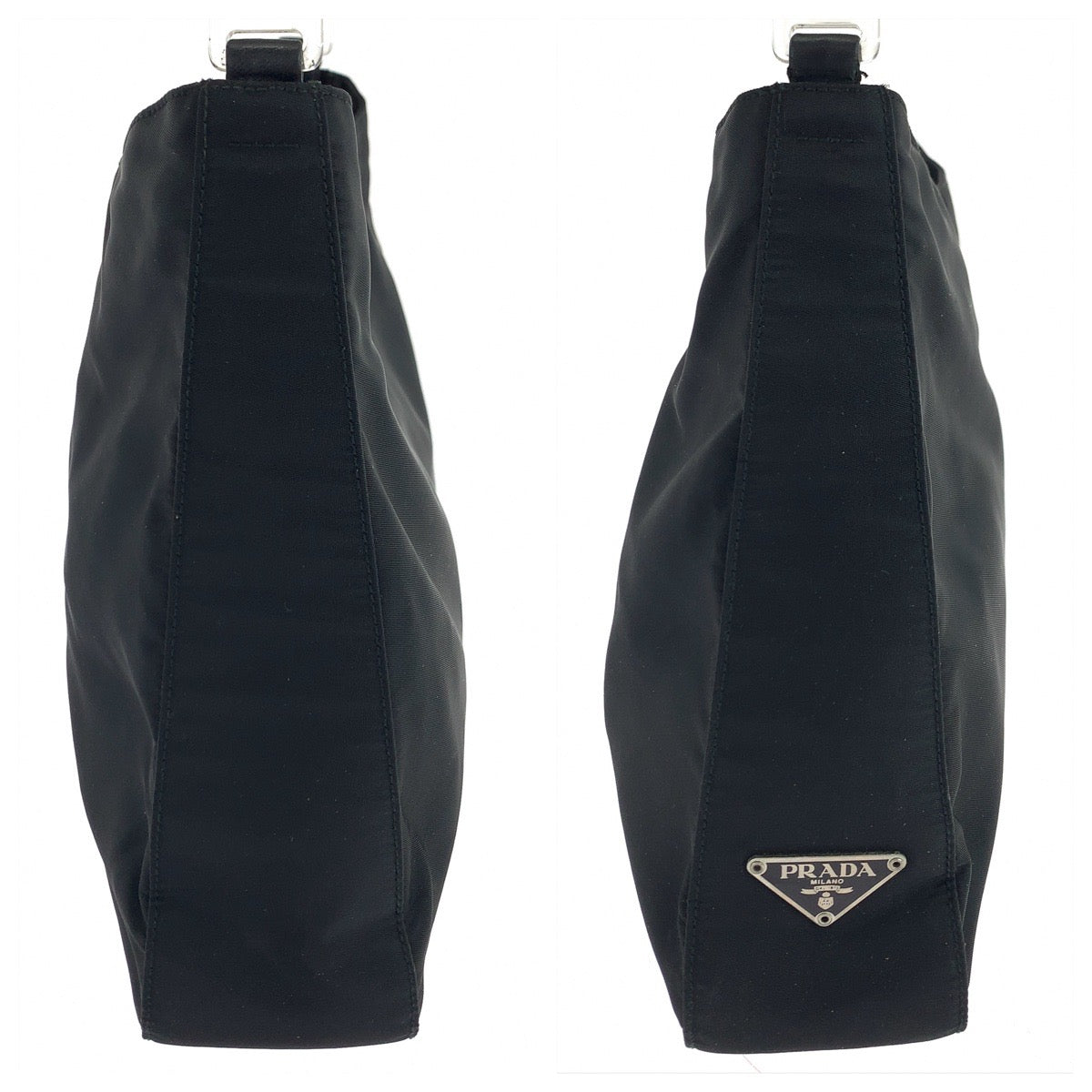 PRADA Shoulder Bag Nylon Black Silver Metal Test Triangle With logo