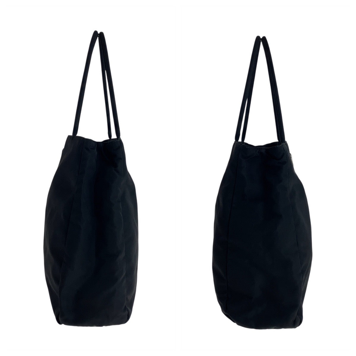 PRADA Tote Bag Nylon Black SilverMetal Test Triangle With logo