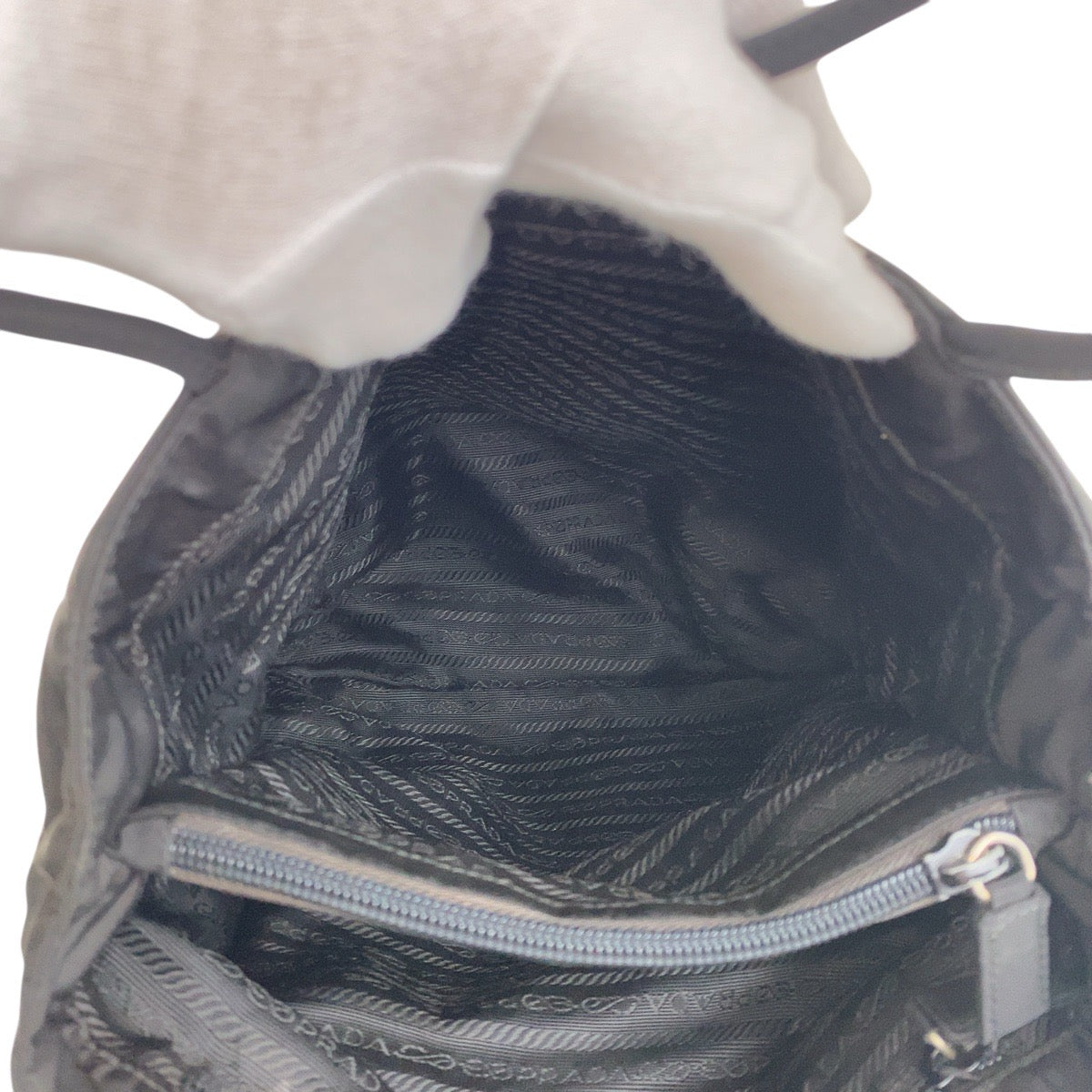 PRADA Tote Bag Nylon Black SilverMetal Test Triangle With logo
