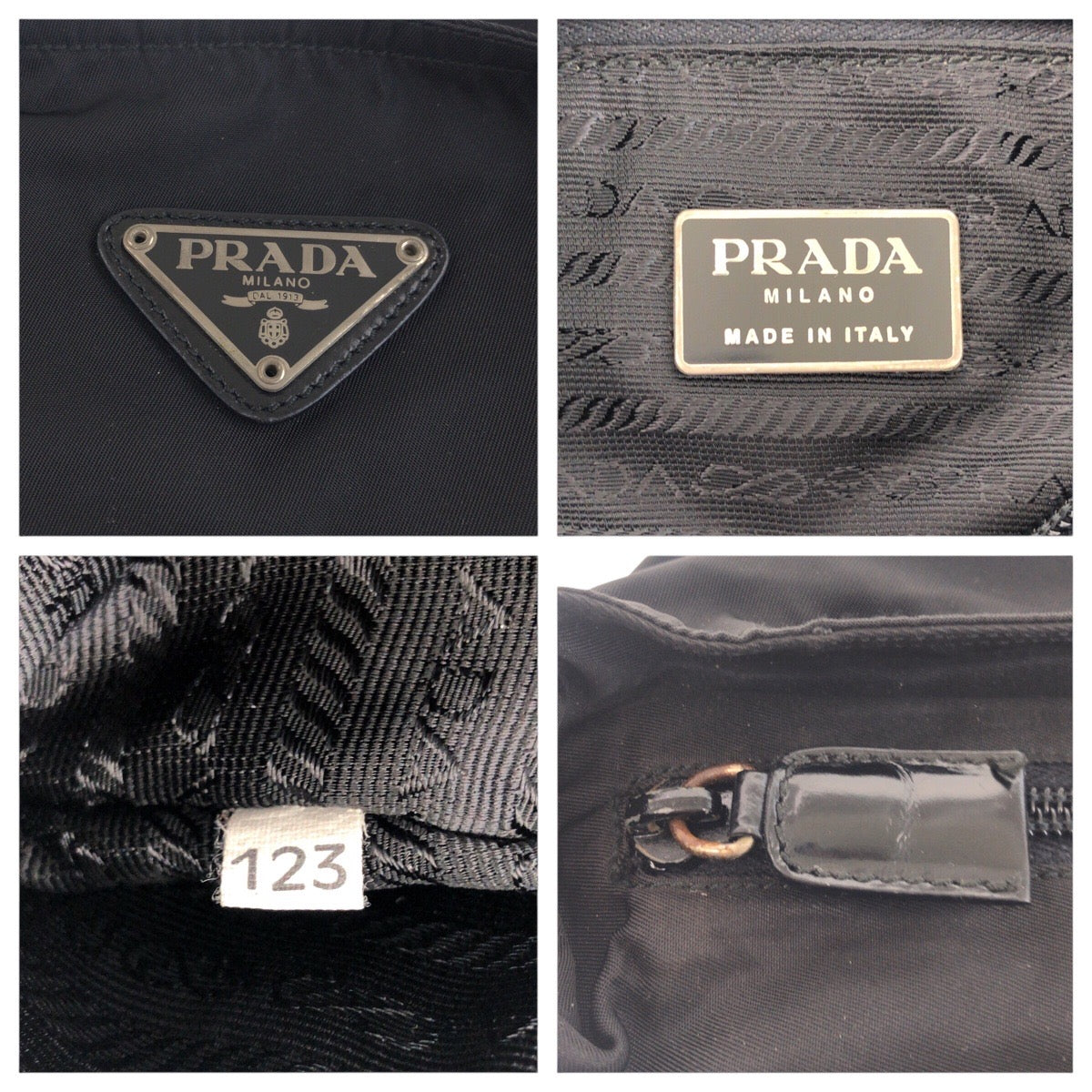 PRADA Shoulder Bag Nylon Black SilverMetal Test Triangle With logo