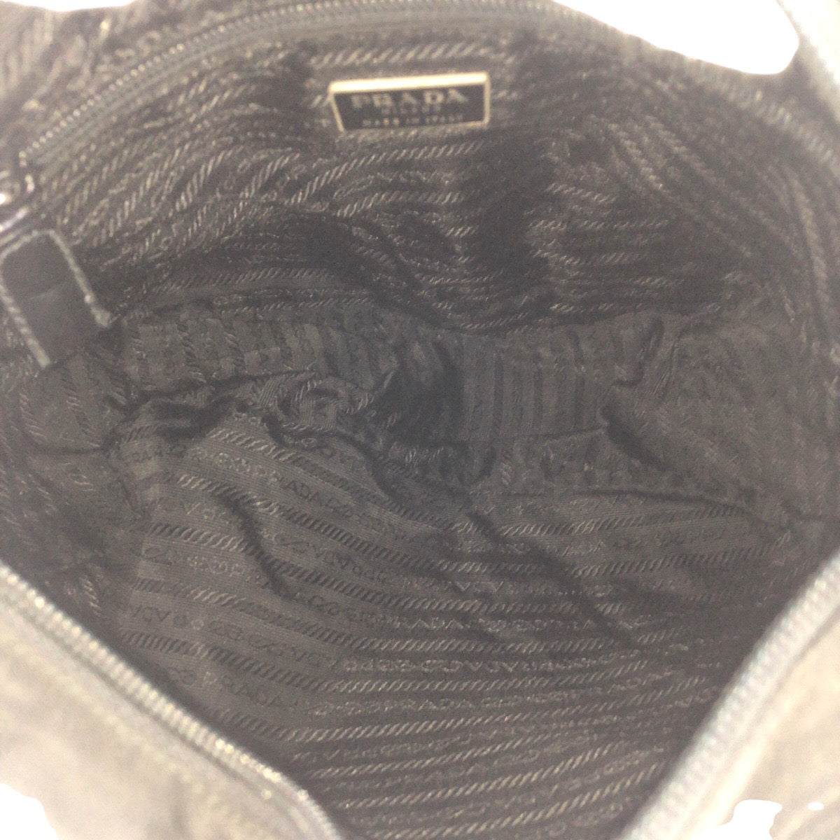 PRADA Shoulder Bag Nylon Black SilverMetal Test Triangle With logo