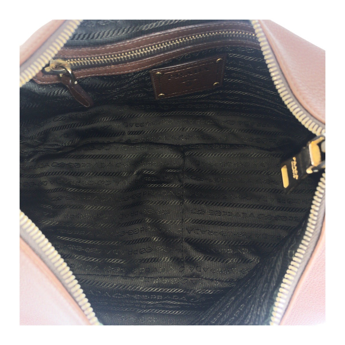 PRADA Shoulder Bag leather Brown Gold Metal Vitterodino