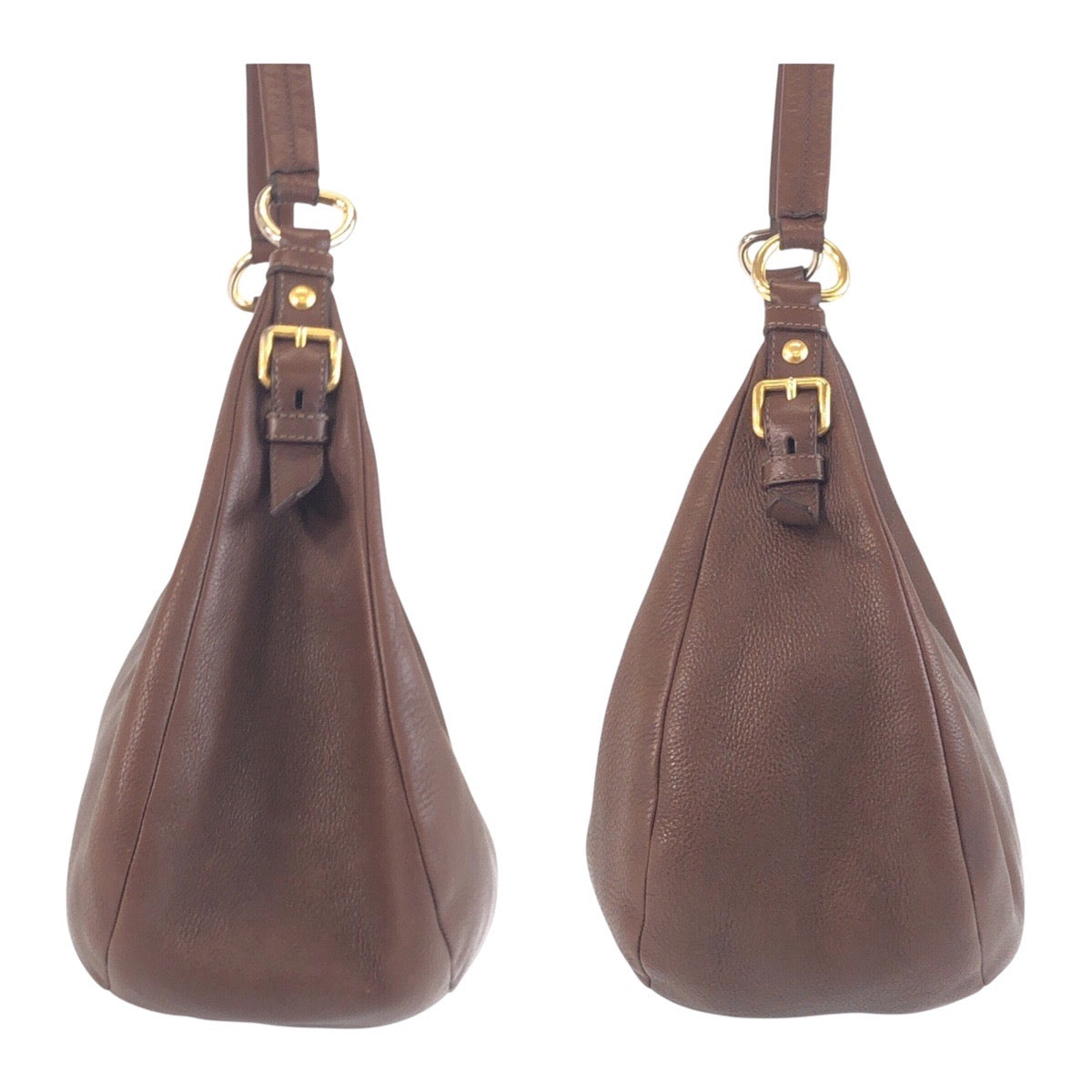 PRADA Shoulder Bag leather Brown Gold Metal Vitterodino