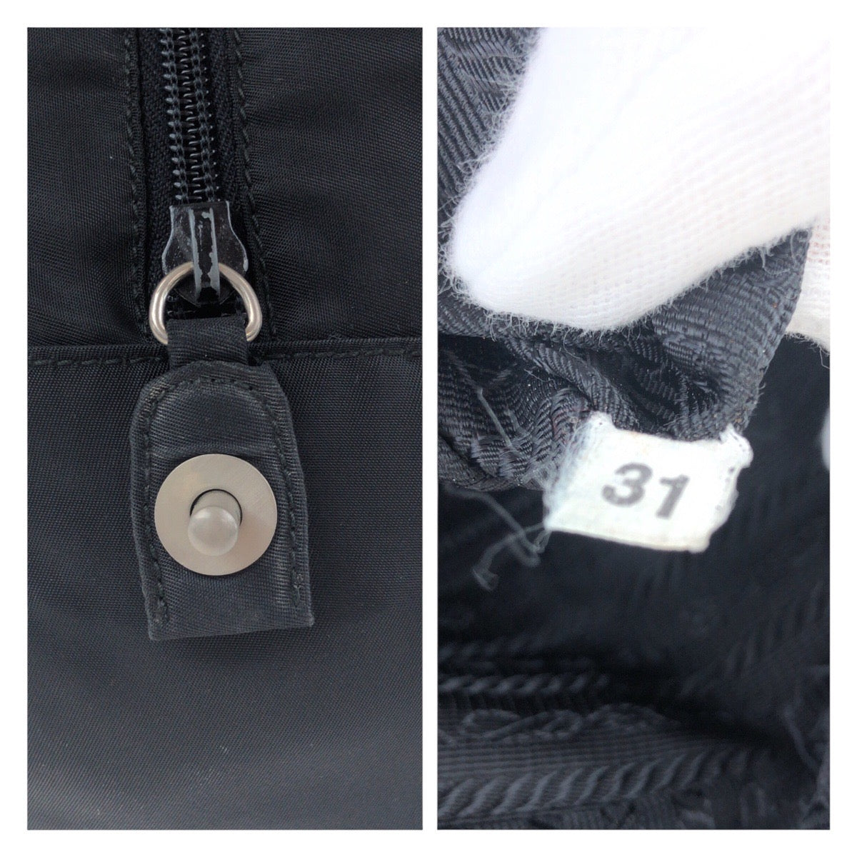 PRADA Tote Bag Nylon Black SilverMetal Test Triangle With logo