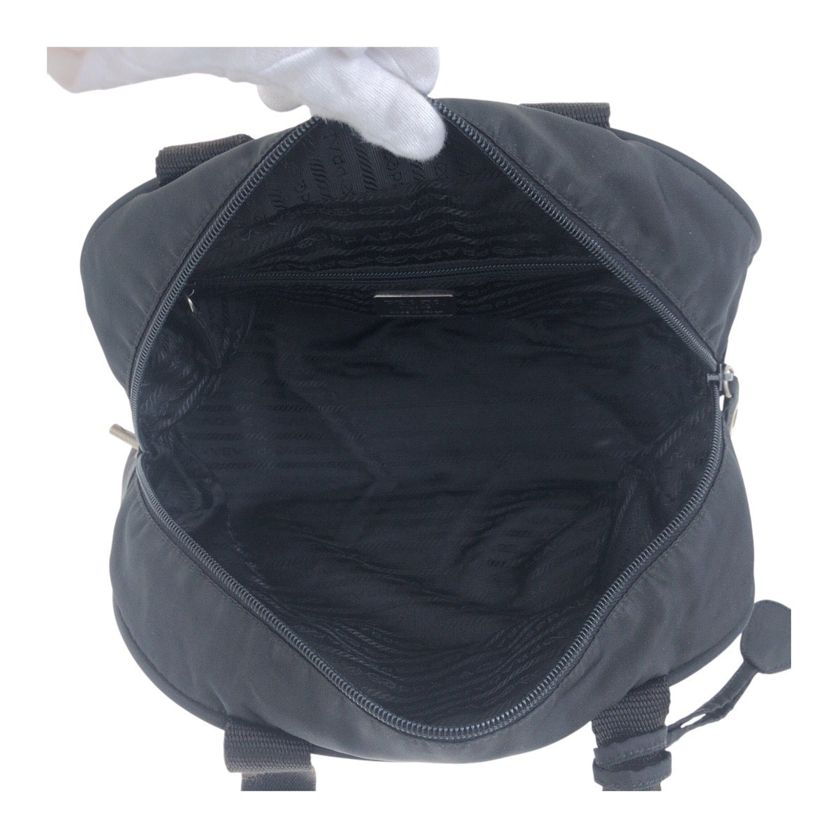 PRADA Tote Bag Nylon Black SilverMetal Test Triangle With logo