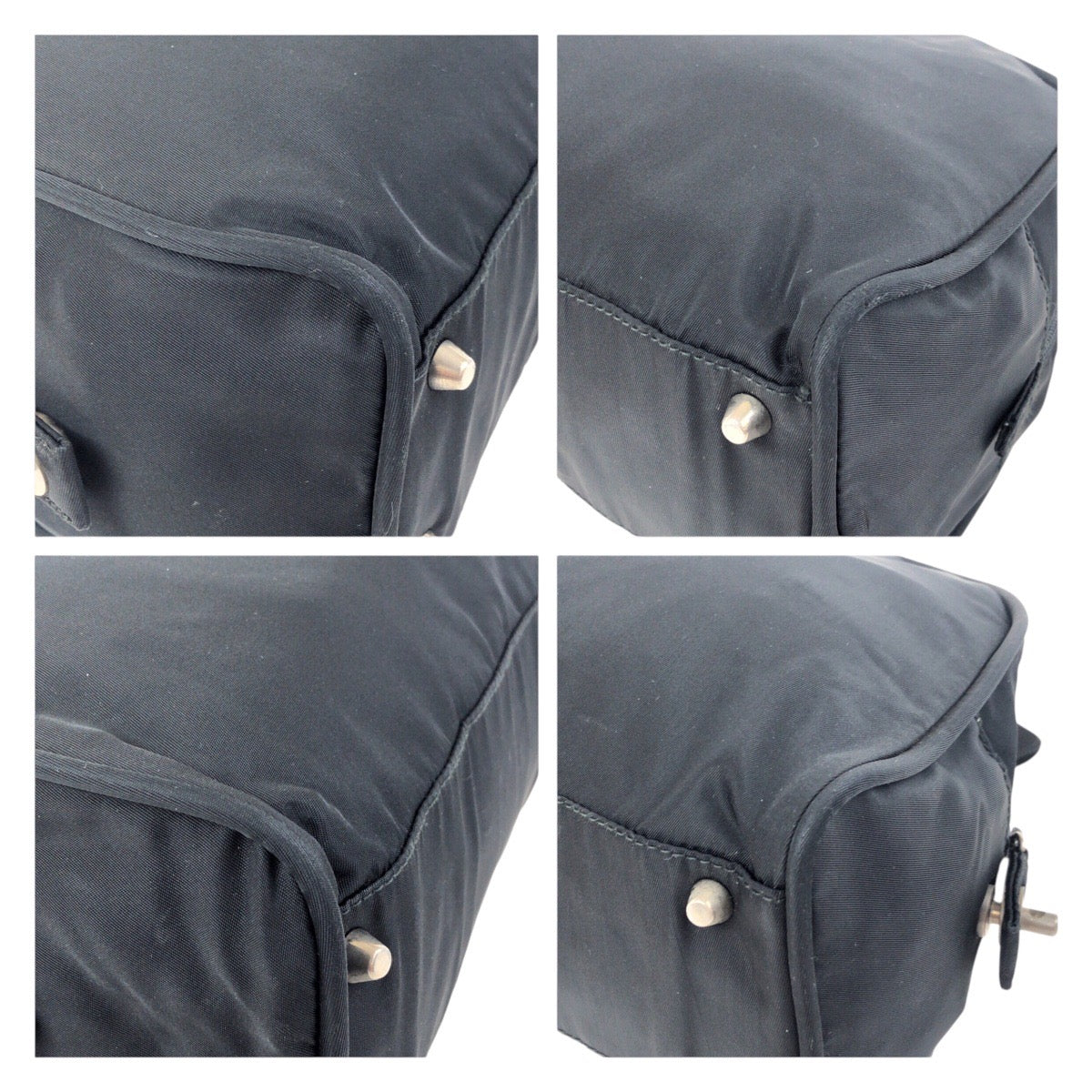PRADA Tote Bag Nylon Black SilverMetal Test Triangle With logo