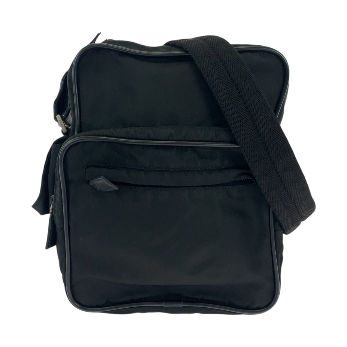 PRADA Shoulder Bag Nylon Black Silver Metal Test Triangle With logo
