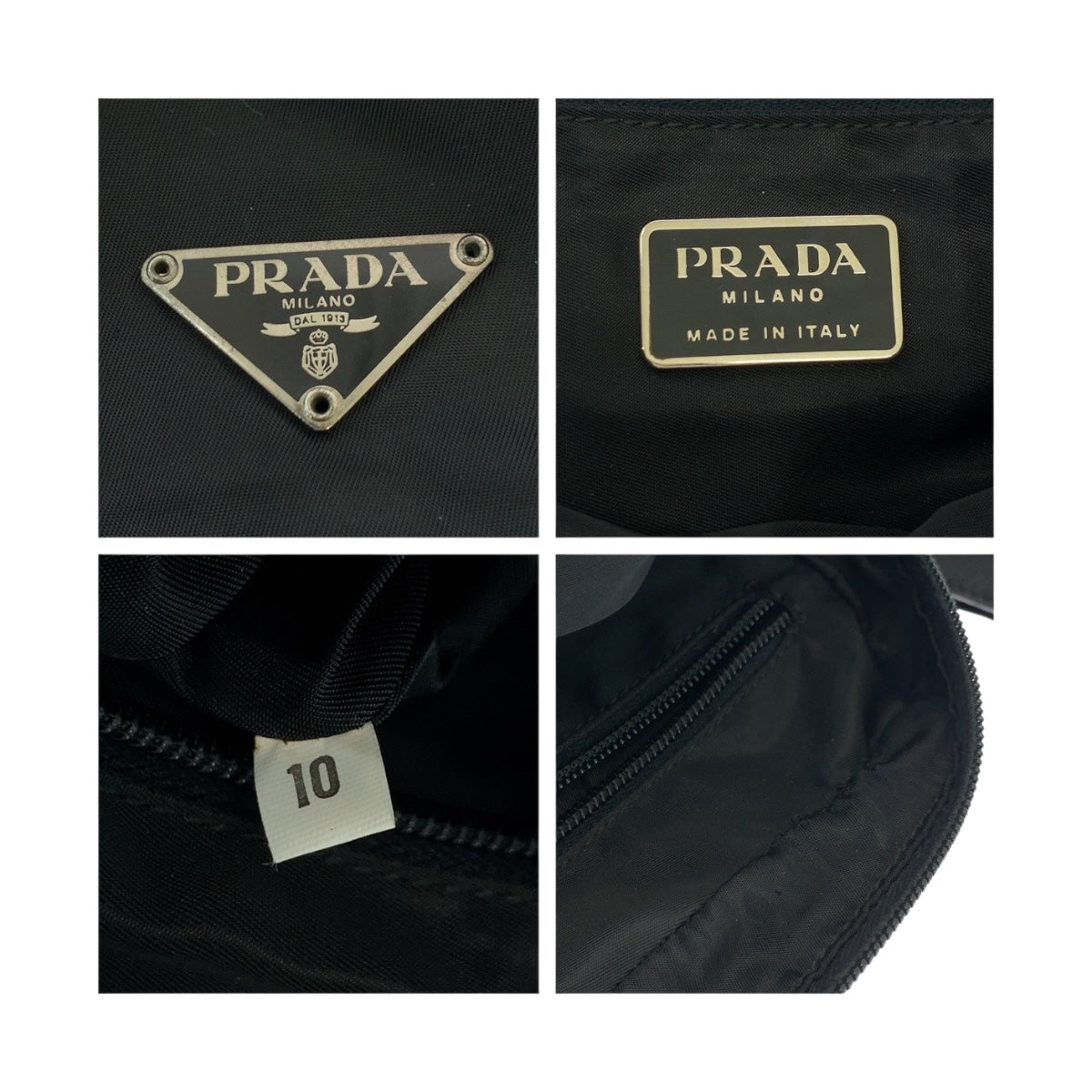 PRADA Shoulder Bag Nylon Black Silver Metal Test Triangle With logo