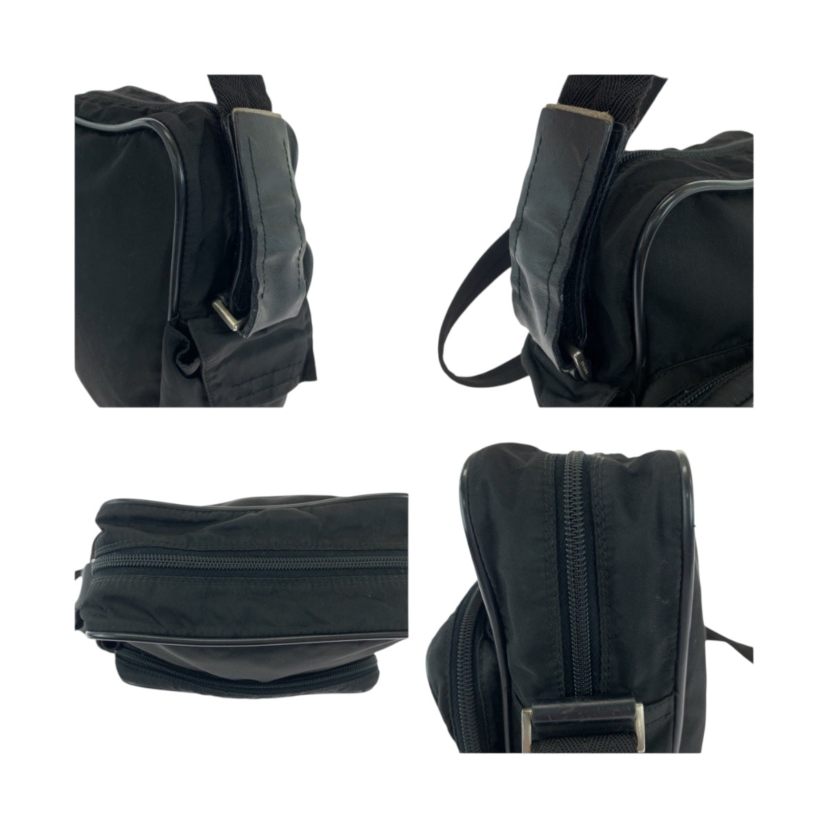 PRADA Shoulder Bag Nylon Black Silver Metal Test Triangle With logo