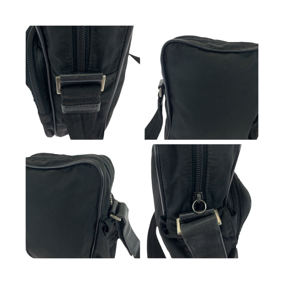 PRADA Shoulder Bag Nylon Black Silver Metal Test Triangle With logo
