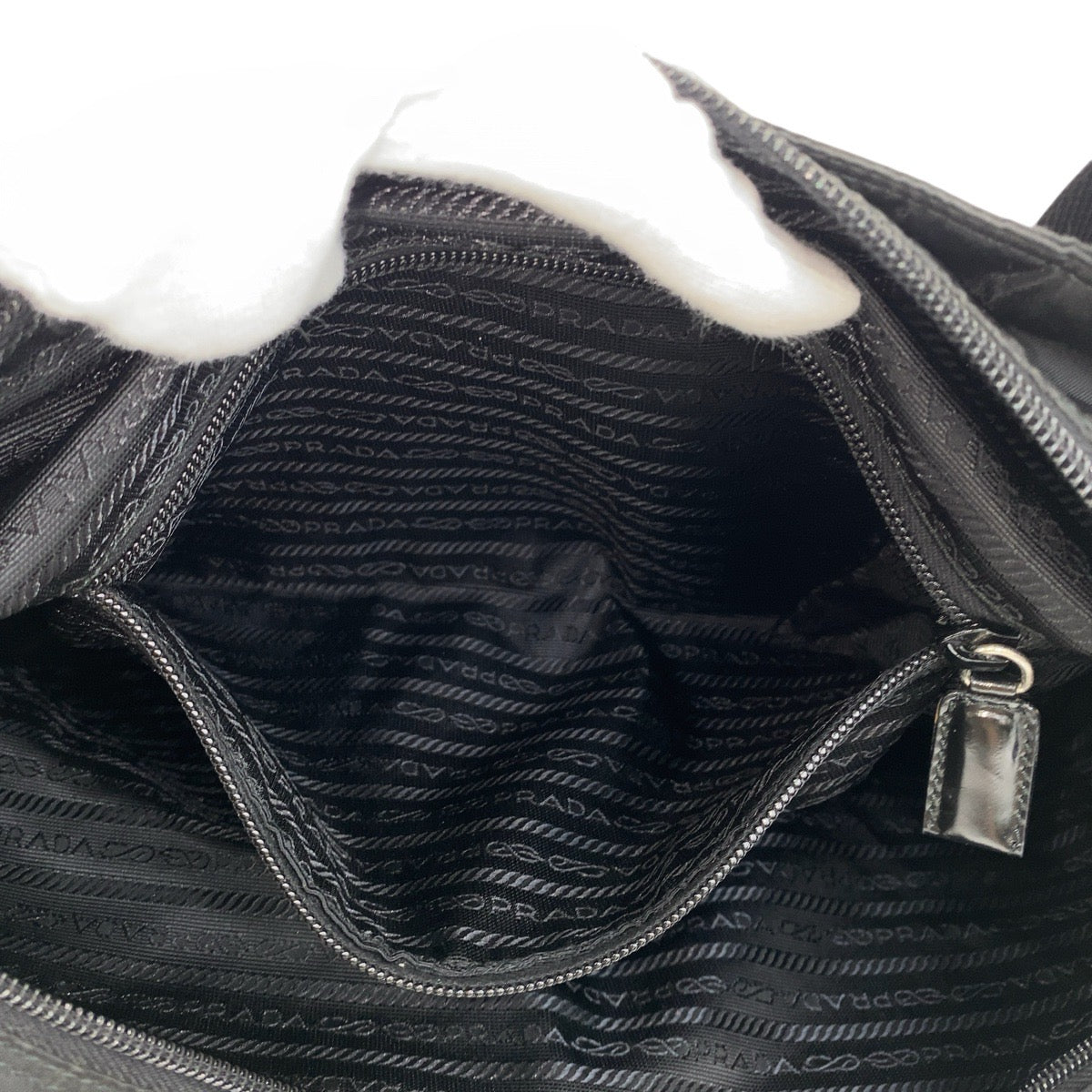 PRADA Tote Bag Nylon Black SilverMetal Test Triangle With logo