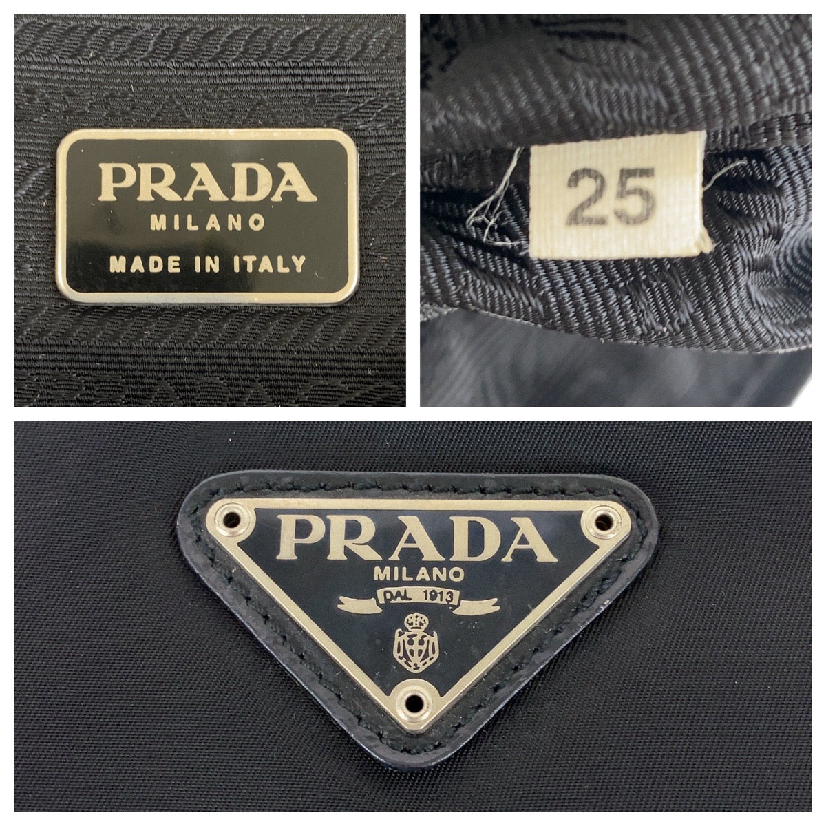 PRADA Tote Bag Nylon Black SilverMetal Test Triangle With logo