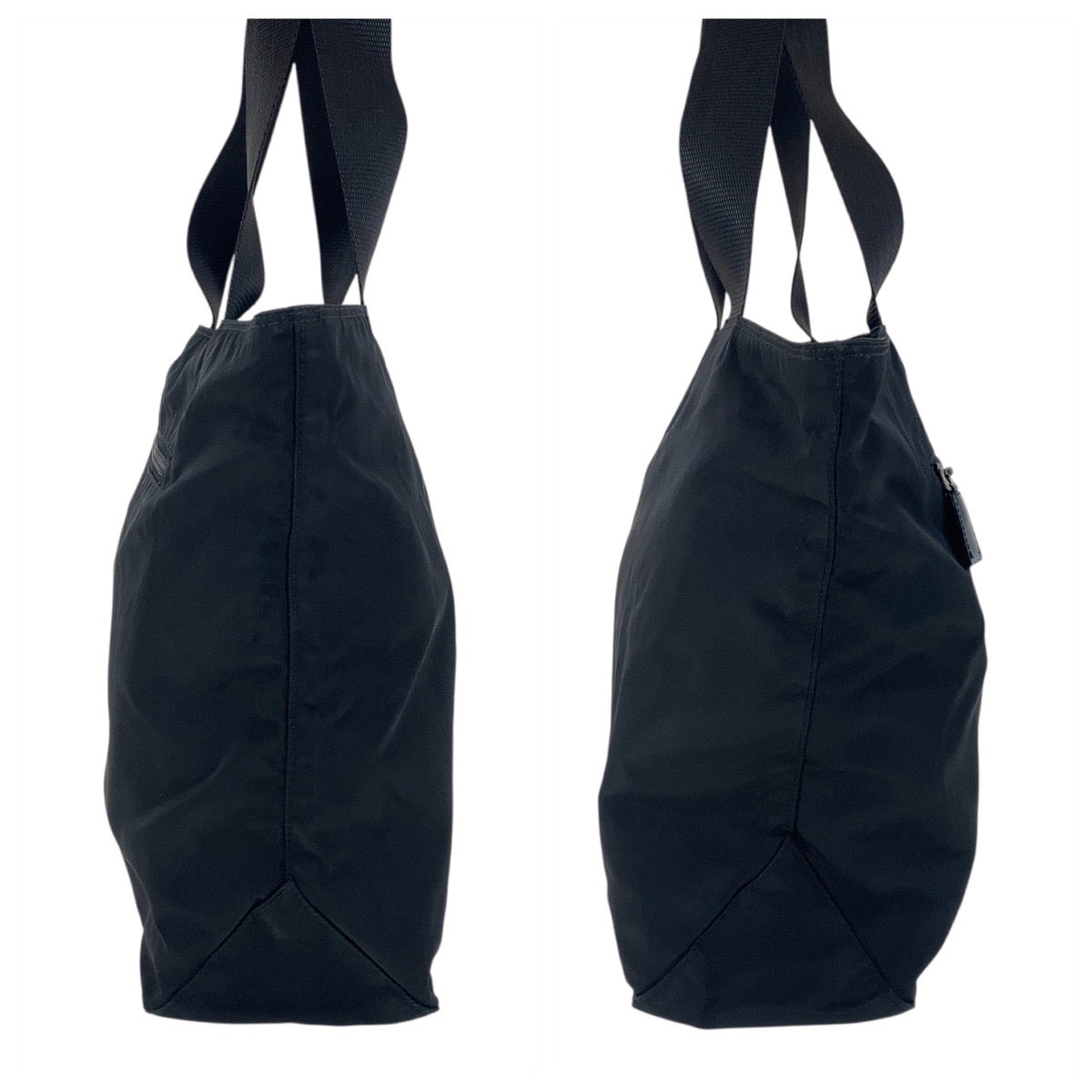 PRADA Tote Bag Nylon Black SilverMetal Test Triangle With logo