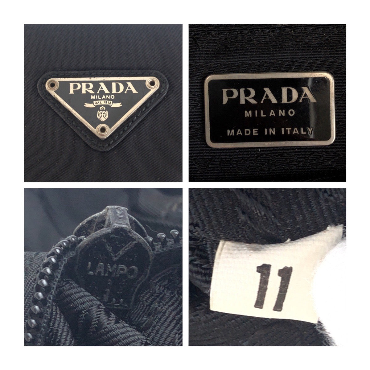 PRADA Tote Bag Nylon Black SilverMetal Test Triangle With logo