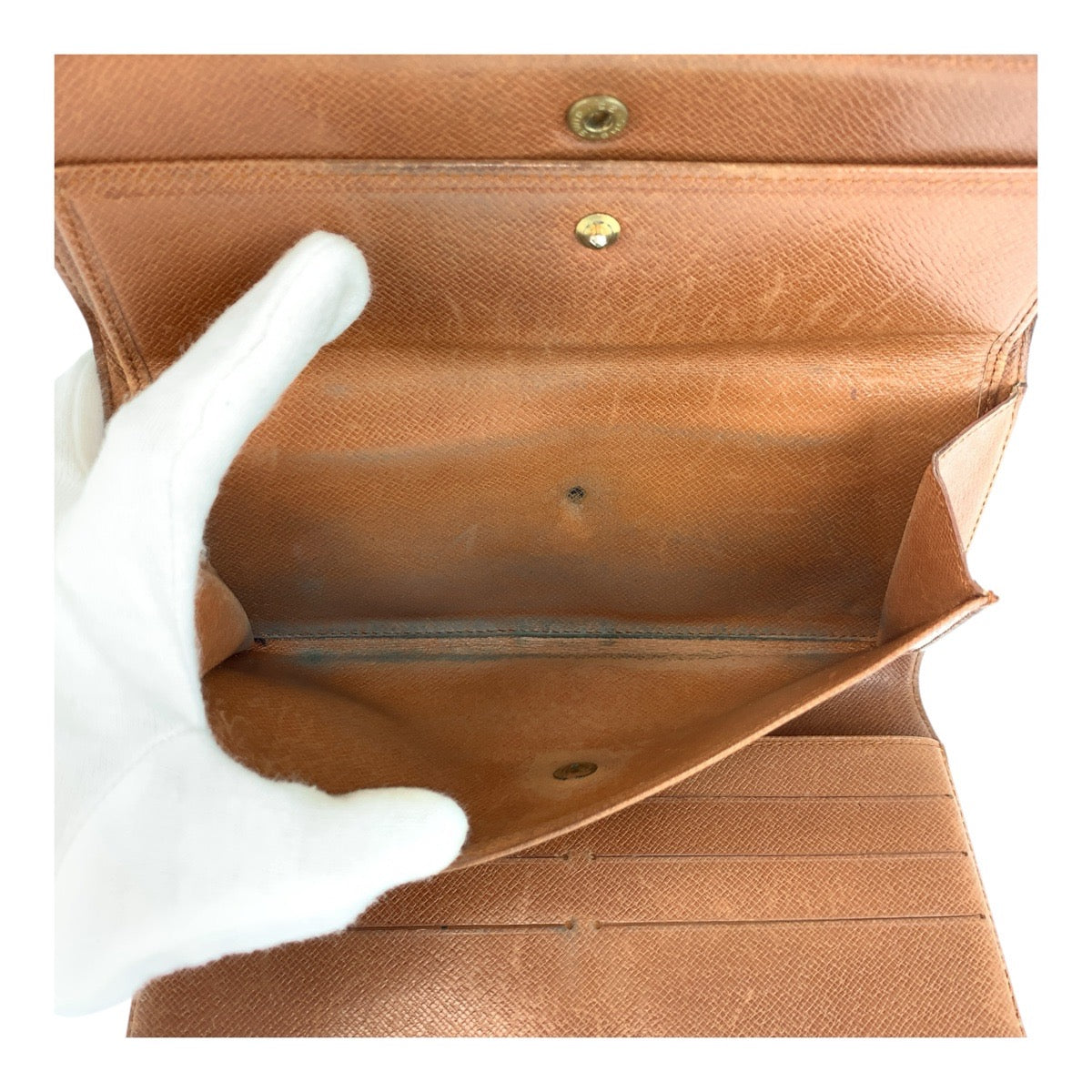 LOUIS VUITTON Long Wallet Purse M61215 PVC Brown Gold Metal Monogram Porte Tresor International