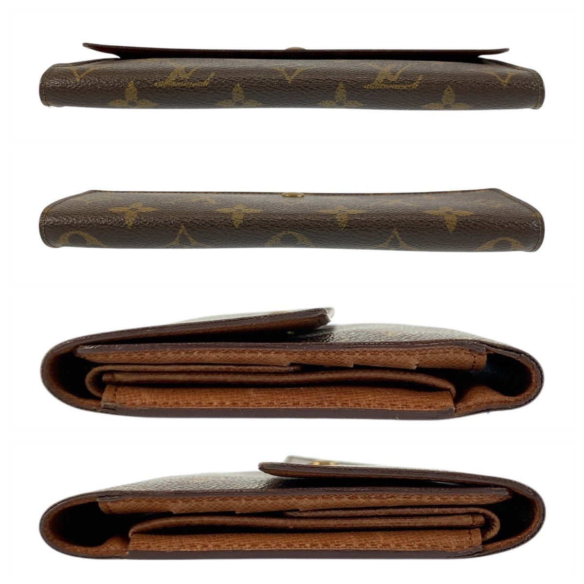 LOUIS VUITTON Long Wallet Purse M61215 PVC Brown Gold Metal Monogram Porte Tresor International