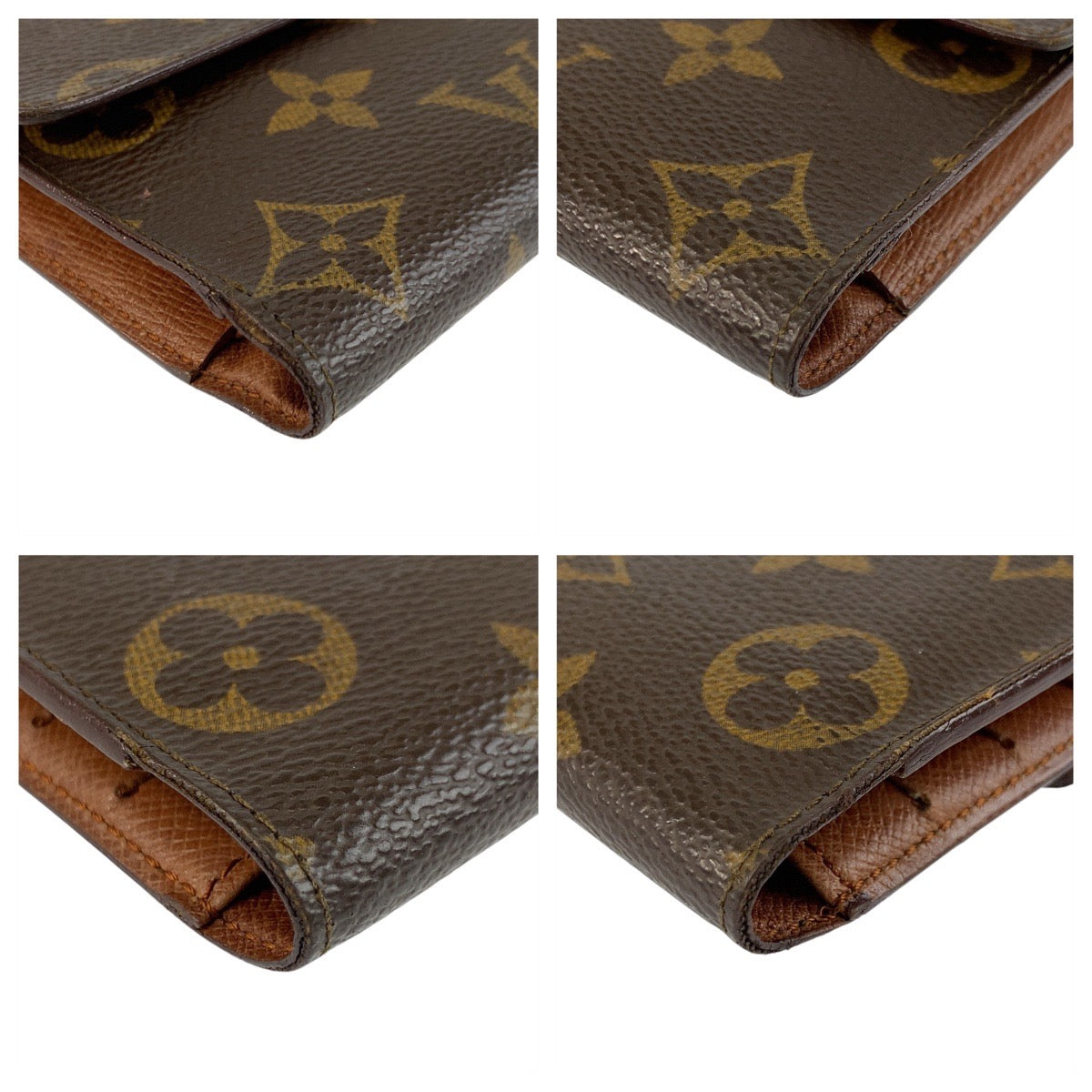 LOUIS VUITTON Long Wallet Purse M61215 PVC Brown Gold Metal Monogram Porte Tresor International