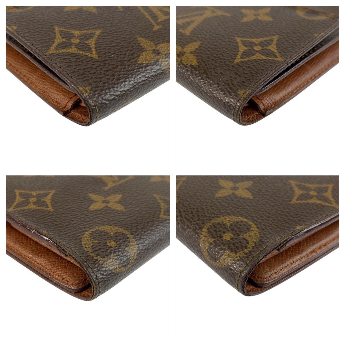 LOUIS VUITTON Long Wallet Purse M61215 PVC Brown Gold Metal Monogram Porte Tresor International