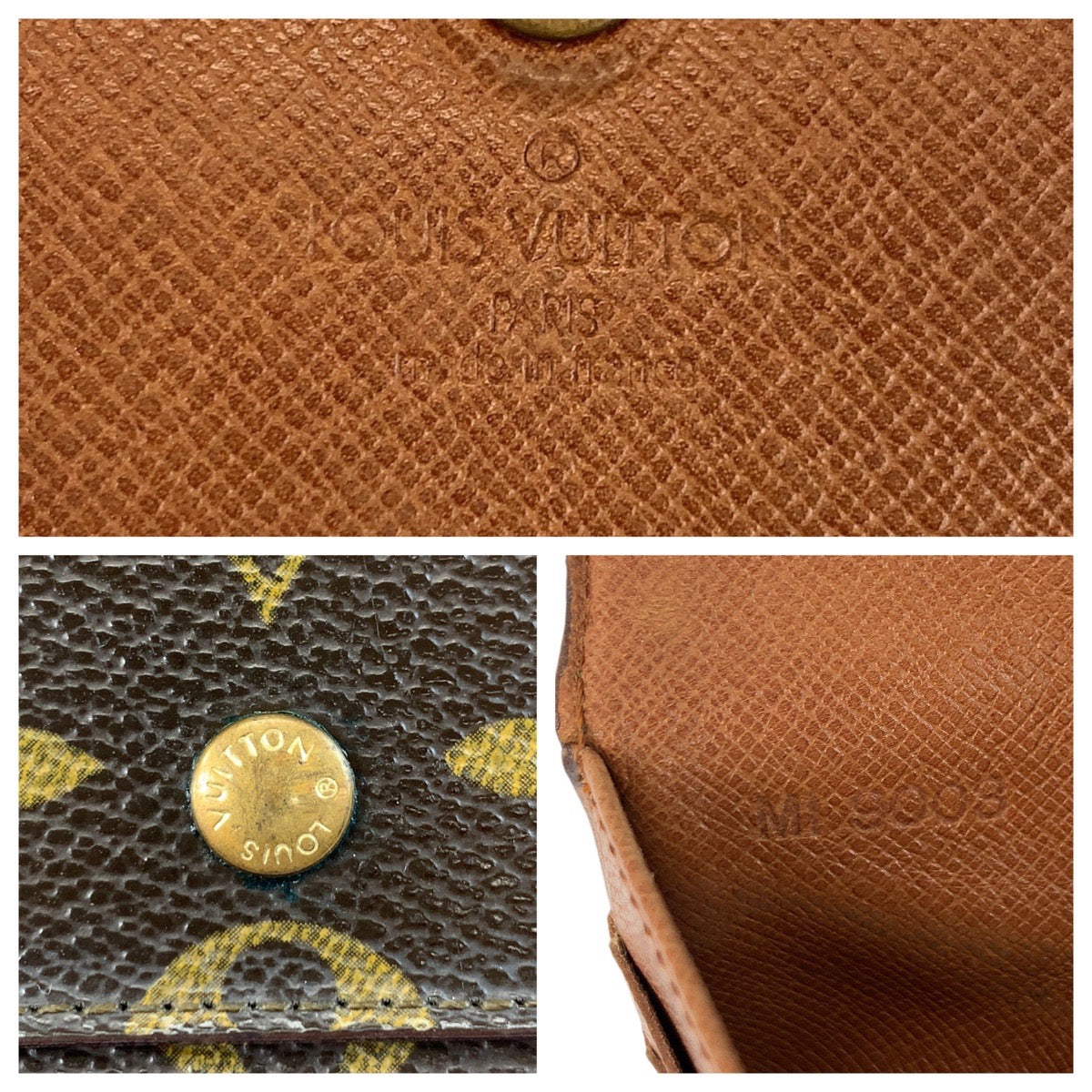 LOUIS VUITTON Long Wallet Purse M61215 PVC Brown Gold Metal Monogram Porte Tresor International