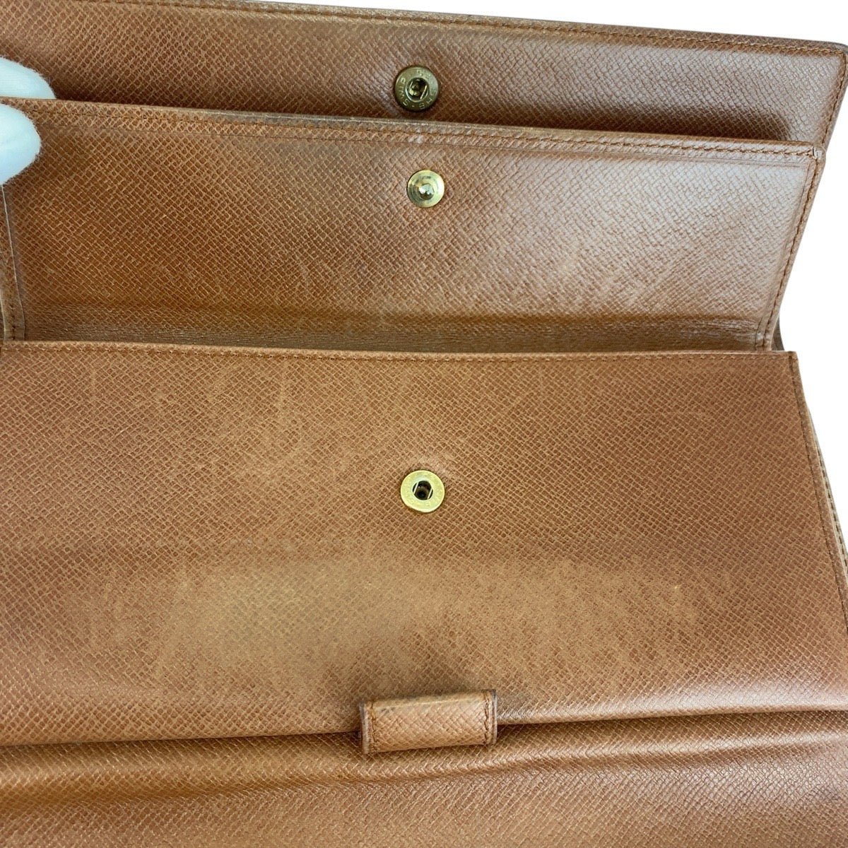 LOUIS VUITTON Long Wallet Purse M61215 PVC Brown Gold Metal Monogram Porte Tresor International