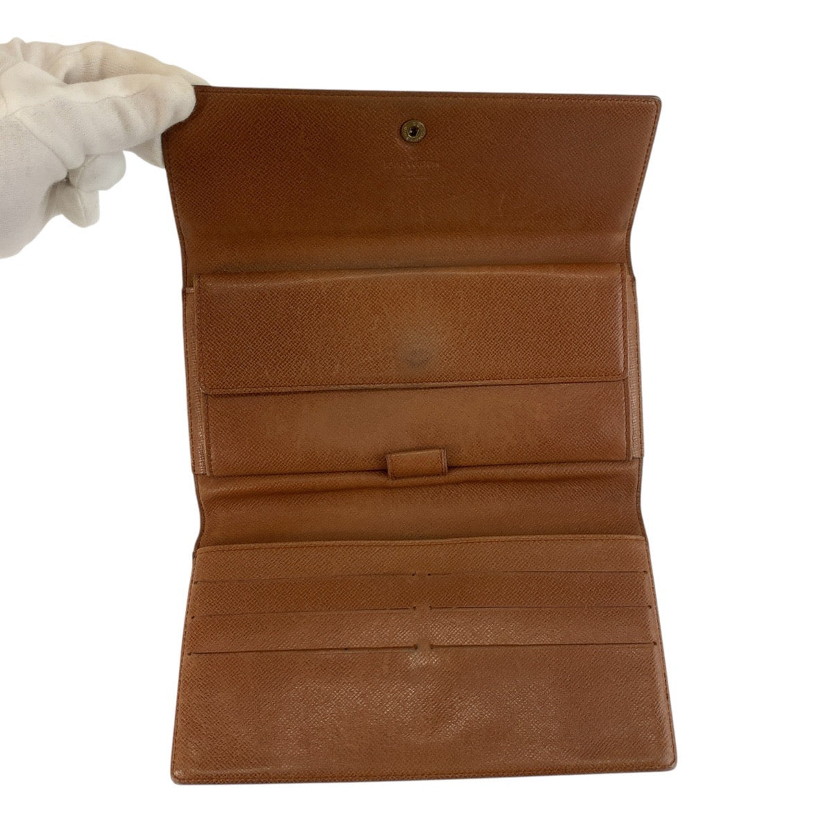 LOUIS VUITTON Long Wallet Purse M61215 PVC Brown Gold Metal Monogram Porte Tresor International