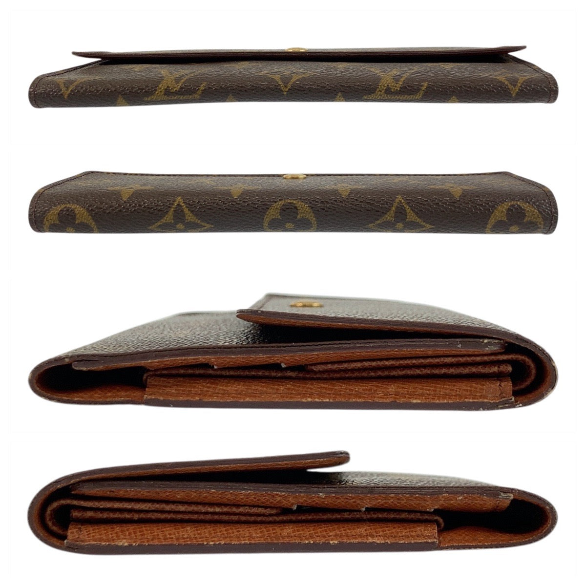 LOUIS VUITTON Long Wallet Purse M61215 PVC Brown Gold Metal Monogram Porte Tresor International