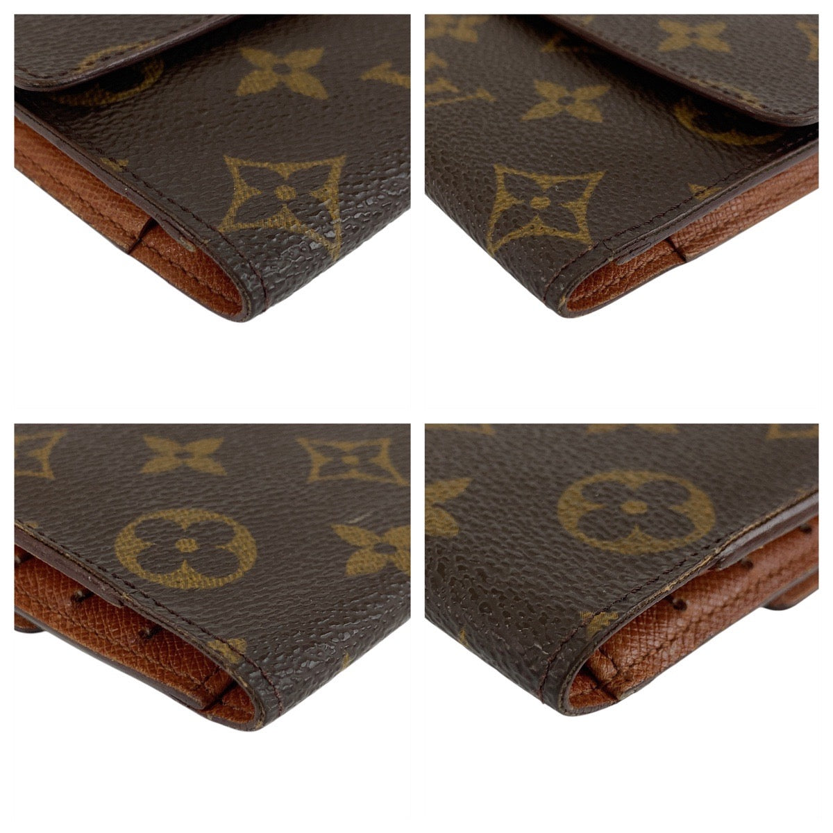 LOUIS VUITTON Long Wallet Purse M61215 PVC Brown Gold Metal Monogram Porte Tresor International