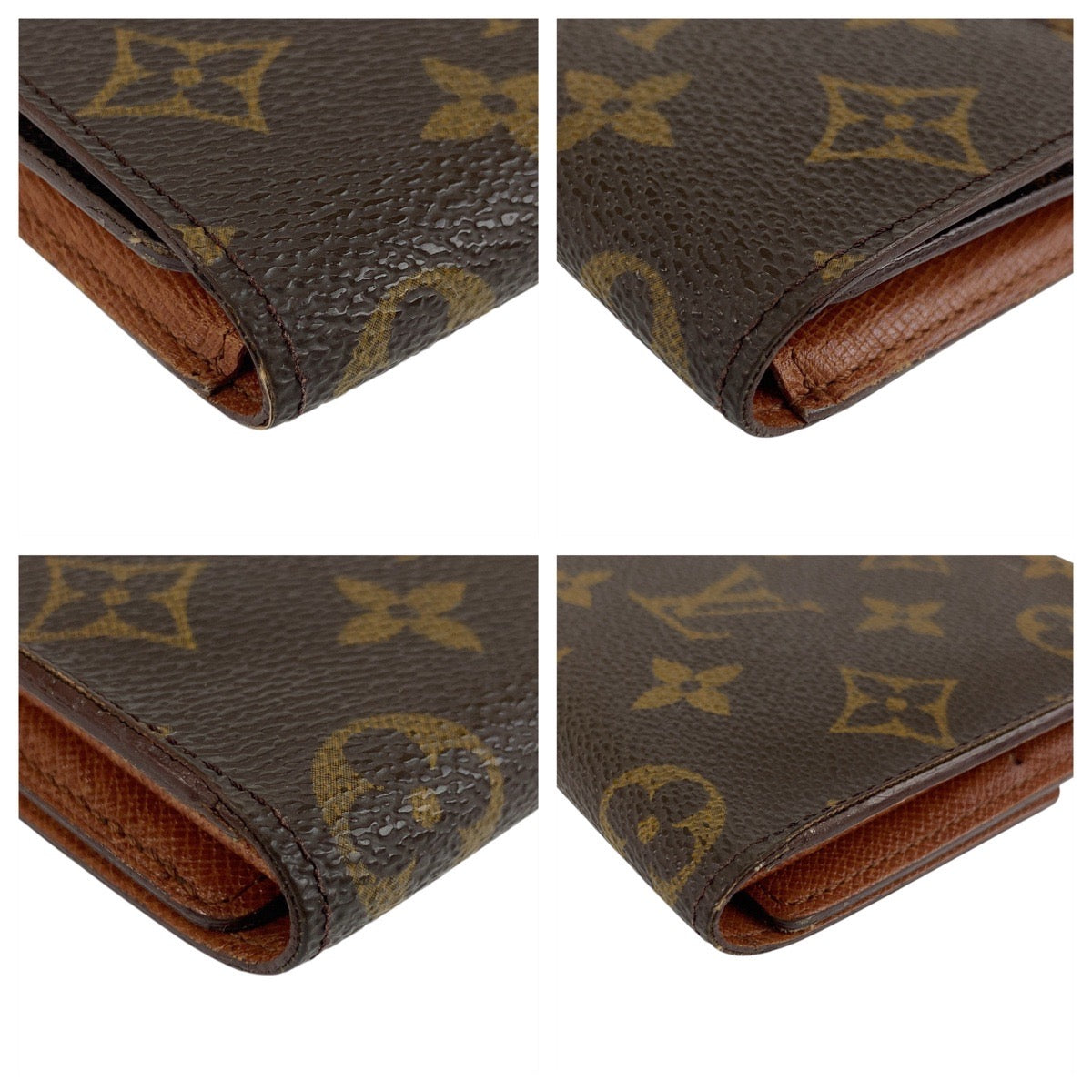 LOUIS VUITTON Long Wallet Purse M61215 PVC Brown Gold Metal Monogram Porte Tresor International