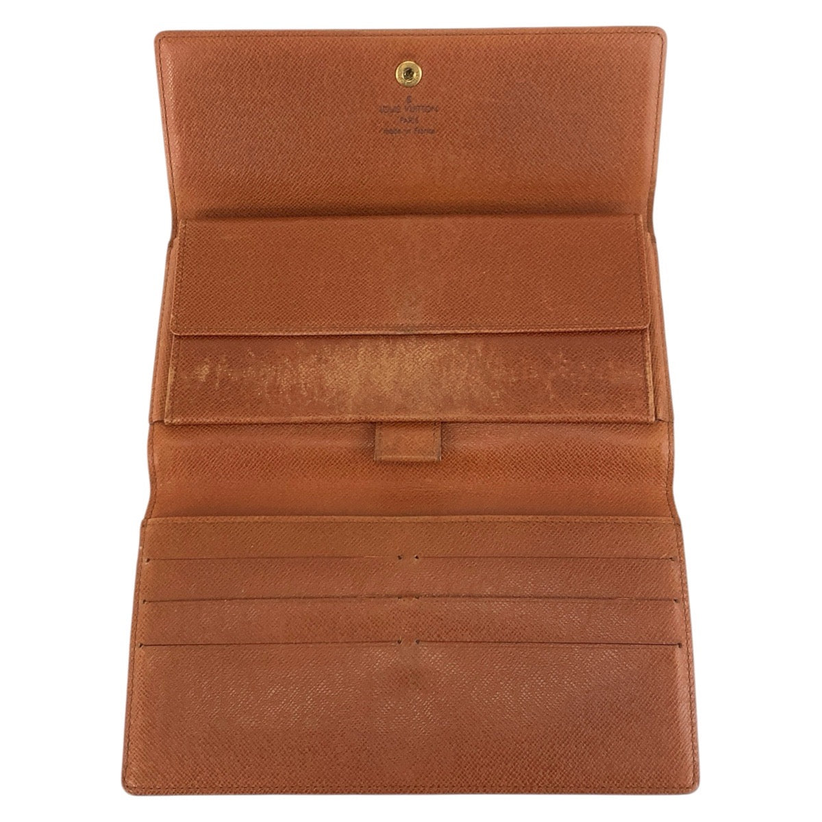 LOUIS VUITTON Long Wallet Purse M61215 PVC Brown Gold Metal Monogram Porte Tresor International