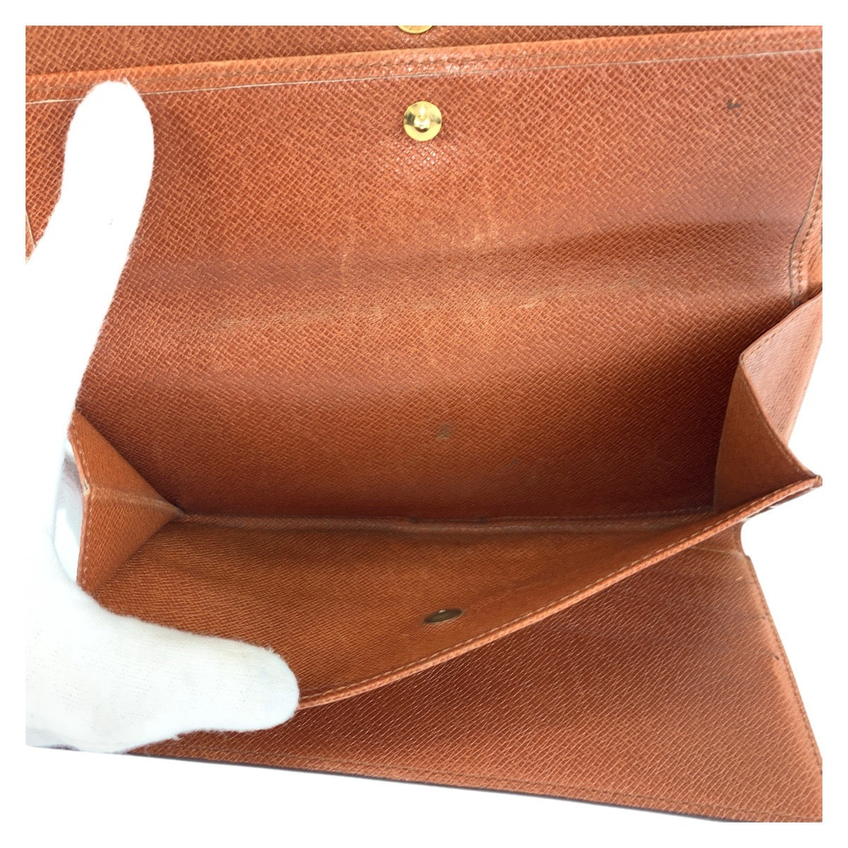 LOUIS VUITTON Long Wallet Purse M61215 PVC Brown Gold Metal Monogram Porte Tresor International