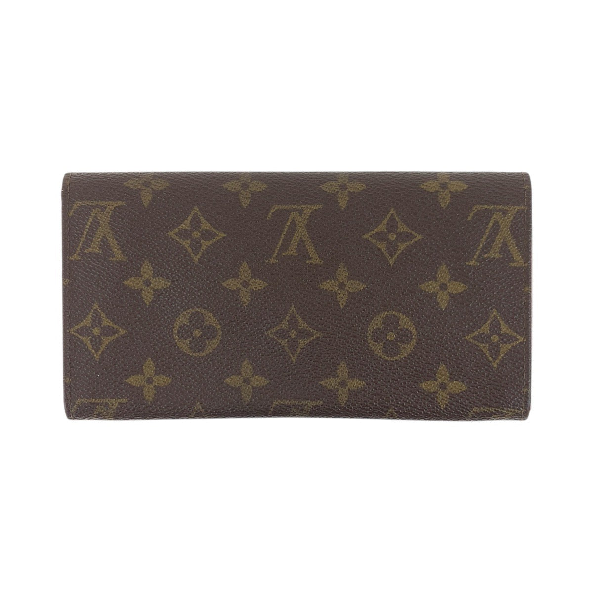 LOUIS VUITTON Long Wallet Purse M61724 PVC Brown Gold Metal Monogram Pochette Porto Monnet Credit