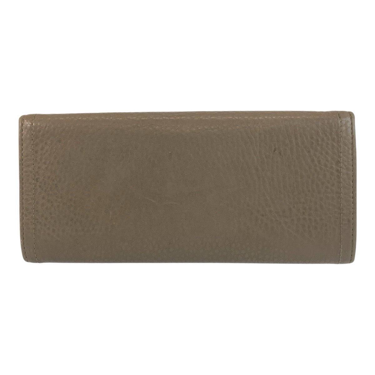PRADA Long Wallet Purse leather Greige Gold Metal logo
