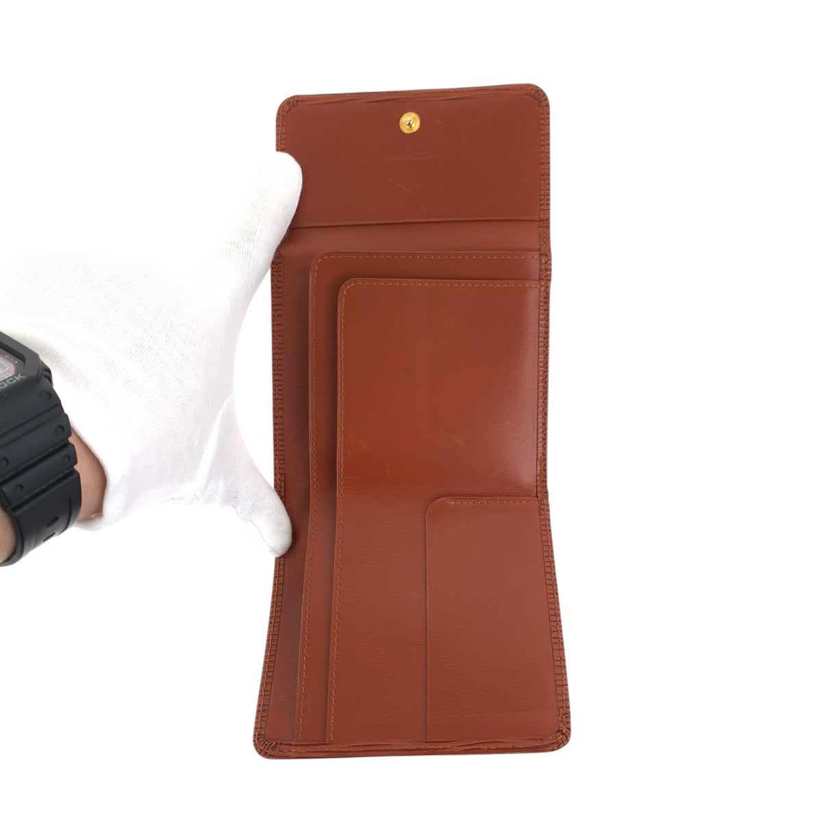 LOUIS VUITTON Tri-fold wallet M63483 leather Kenya Brown Brown Gold Metal Epi Porto Monevier Cartes Crdit