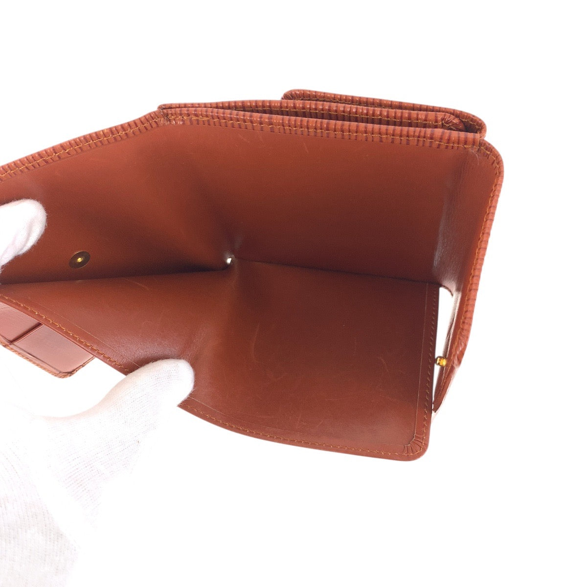 LOUIS VUITTON Tri-fold wallet M63483 leather Kenya Brown Brown Gold Metal Epi Porto Monevier Cartes Crdit