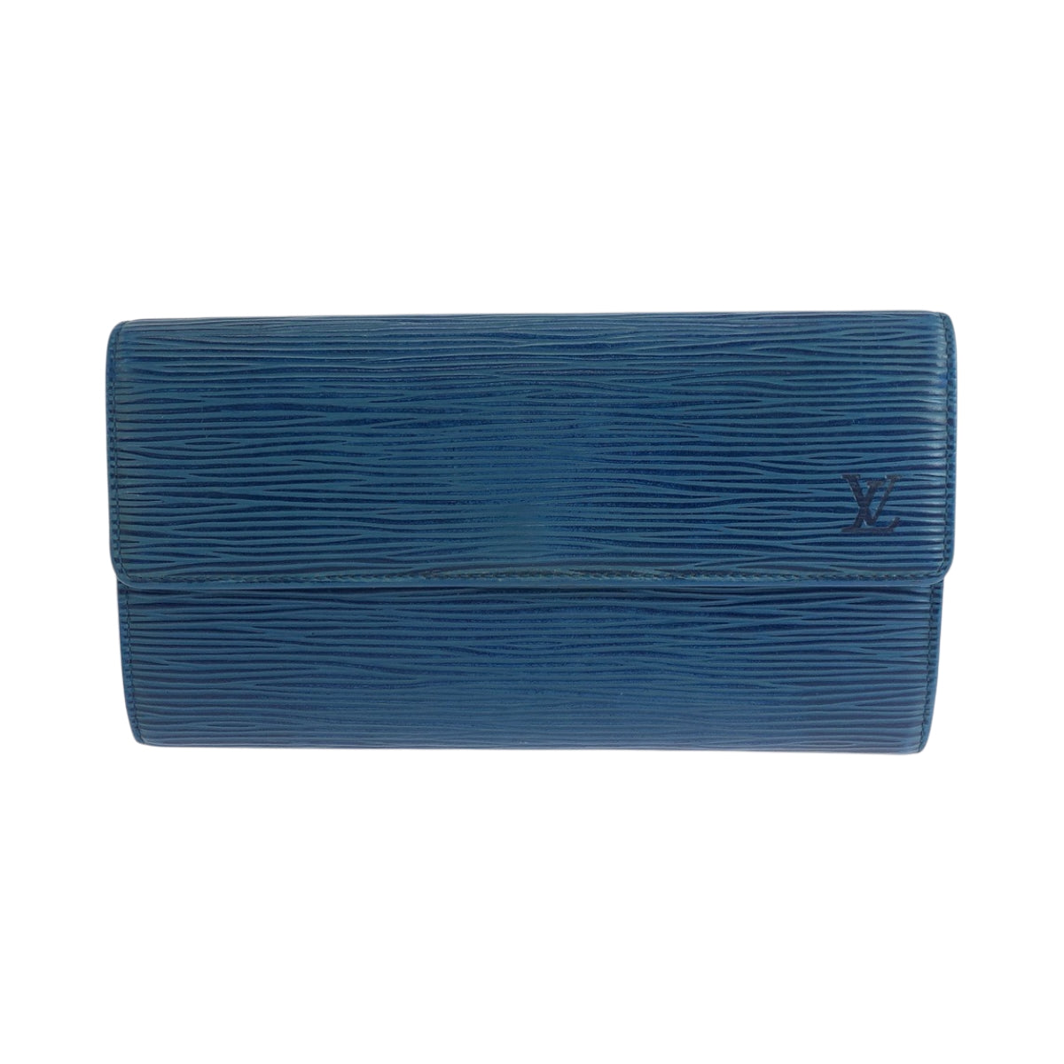 LOUIS VUITTON Long Wallet Purse M6359G Epi Leather Blue GoldMetal Epi Porto Monnet Credit