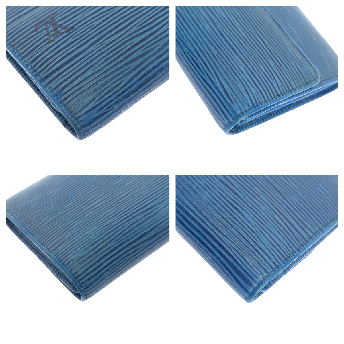 LOUIS VUITTON Long Wallet Purse M6359G Epi Leather Blue GoldMetal Epi Porto Monnet Credit