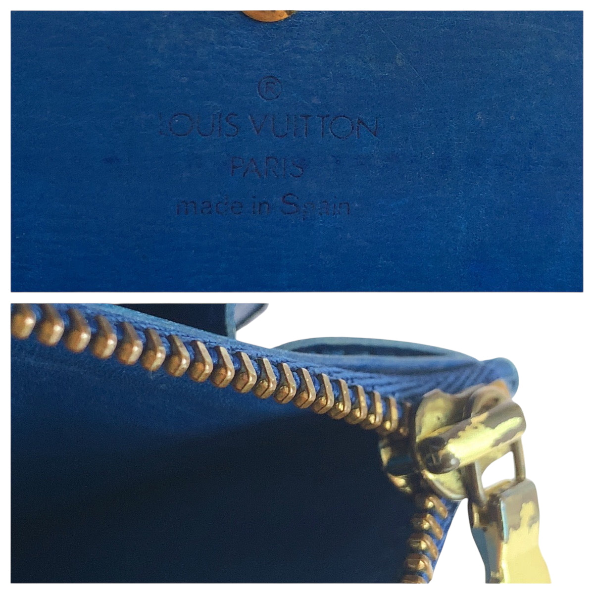 LOUIS VUITTON Long Wallet Purse M6359G Epi Leather Blue GoldMetal Epi Porto Monnet Credit