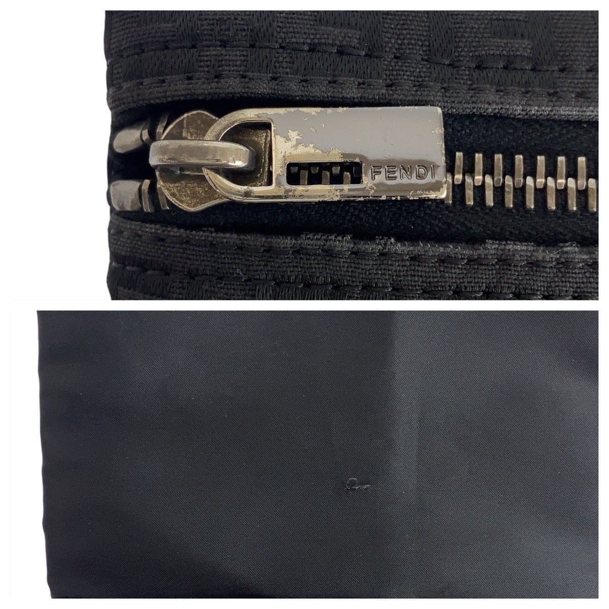 FENDI Pouch 7N0012 Nylon Black SilverMetal Zucchino