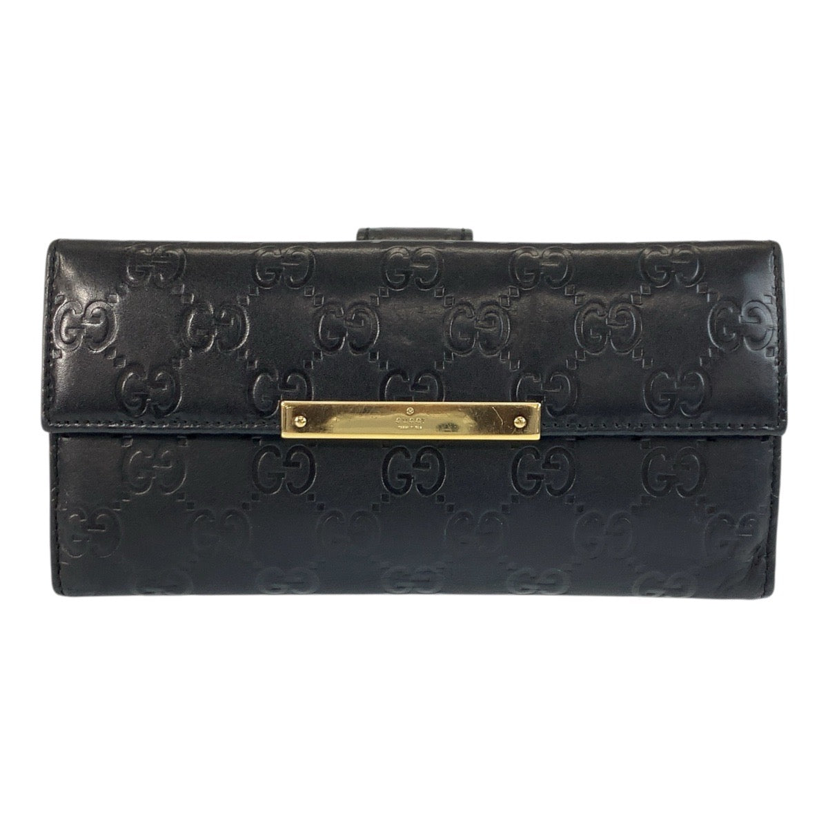 GUCCI Long Wallet Purse 112715 leather Black GoldMetal Guccisima