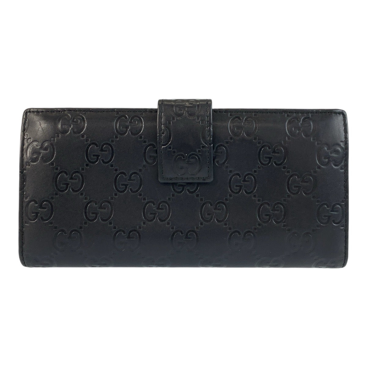GUCCI Long Wallet Purse 112715 leather Black GoldMetal Guccisima