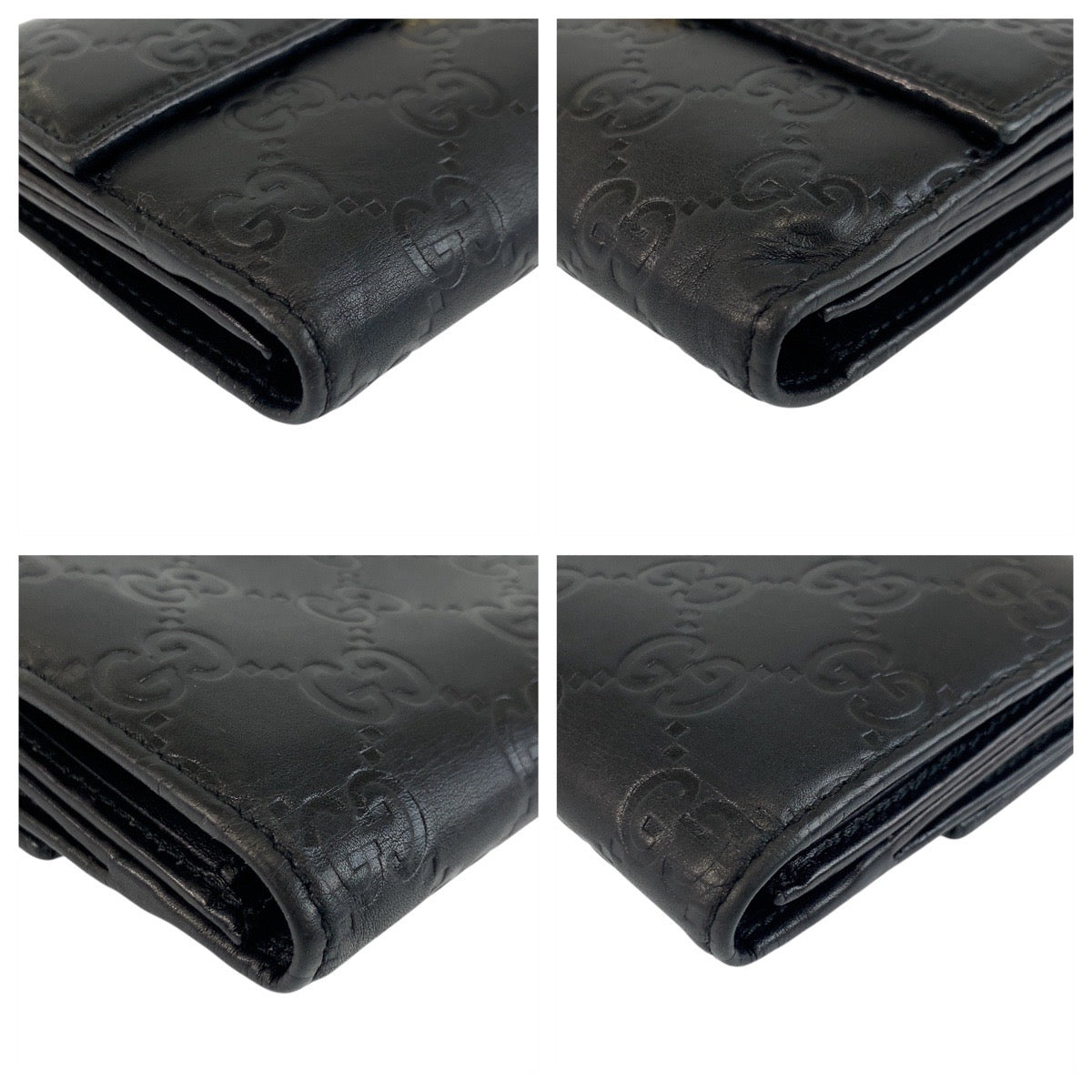 GUCCI Long Wallet Purse 112715 leather Black GoldMetal Guccisima
