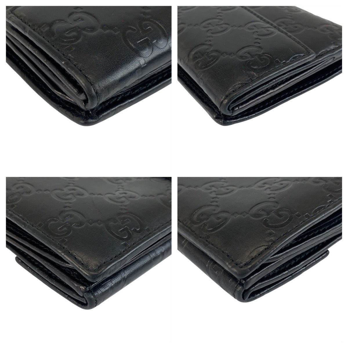 GUCCI Long Wallet Purse 112715 leather Black GoldMetal Guccisima