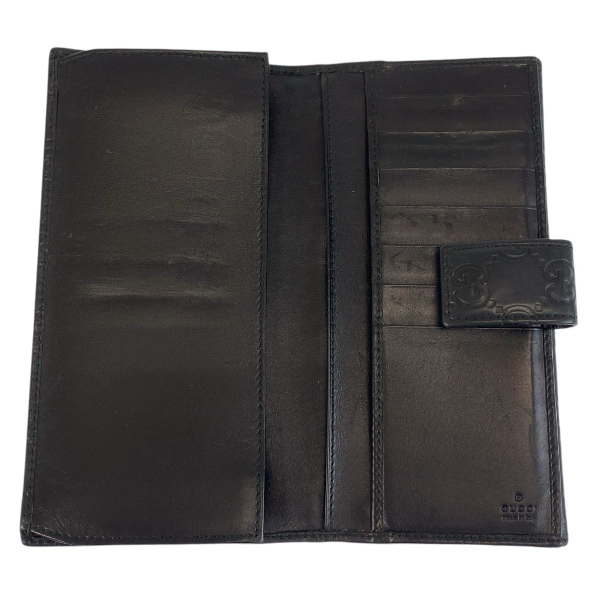 GUCCI Long Wallet Purse 112715 leather Black GoldMetal Guccisima